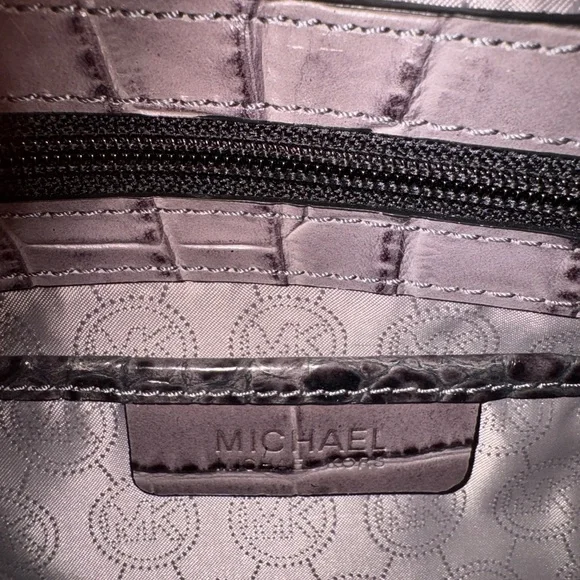 Michael Kors Grey Croc Embossed Hamilton Studded Tote - Picture 13 of 16